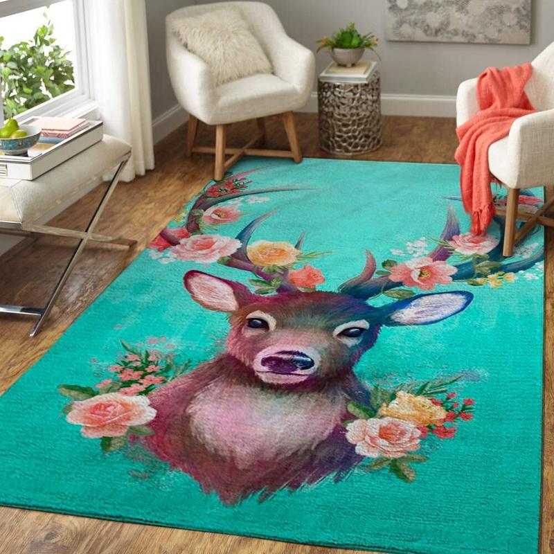 deer-flower-area-rug-living-room-carpet deer flower area rug living room carpet