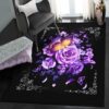Flower Garden Non Shedding Area Rug Butterfly And Purple Flowers Rug 4 flower garden non shedding area rug butterfly and purple flowers rug