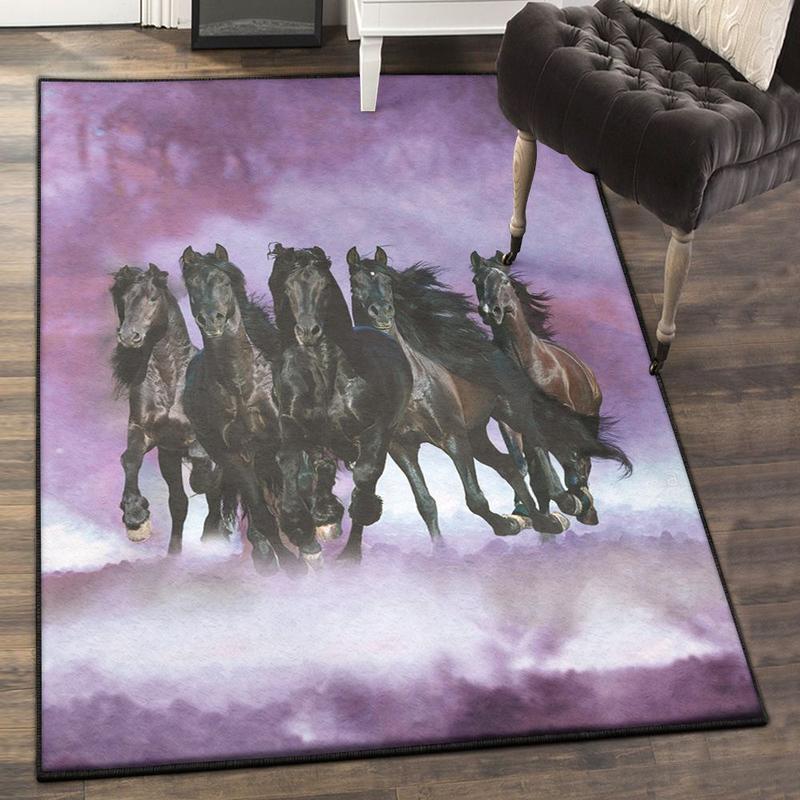 horses-rugs-five-black-horses-running-rug horses rugs five black horses running rug