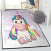 One Horned Horse Area Rugs Cartoon Unicorn Is Sitting On Clouds Rug 3 one horned horse area rugs cartoon unicorn is sitting on clouds rug